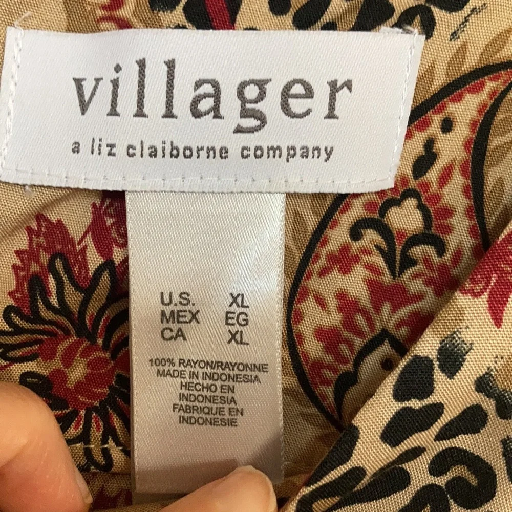Vintage dress sleeveless paisley animal print  casual office boho XL - Picture 9 of 16